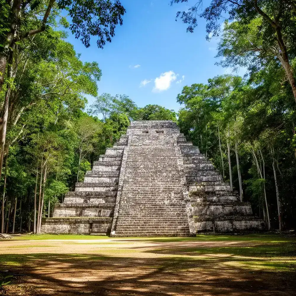 Coba pyramid in the jungle — ruins visitor guide