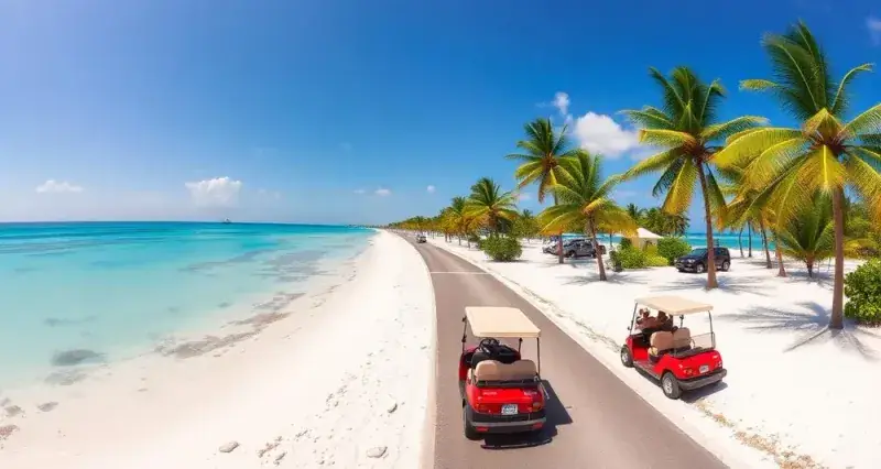 Caribbean island day trip from Cancun, turquoise water and palm beaches in the Riviera Maya