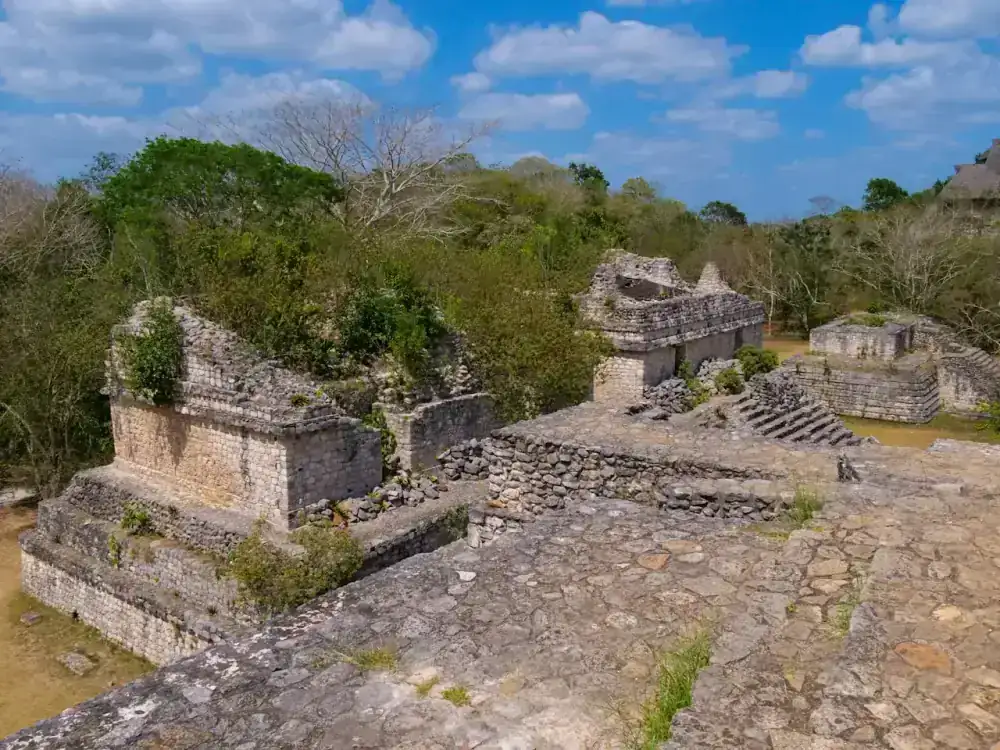 Ek Balam acropolis pyramid rising above the Yucatan jungle canopy