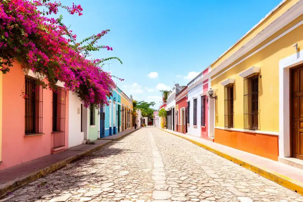 Colorful Calzada de los Frailes street in Valladolid Yucatan Mexico
